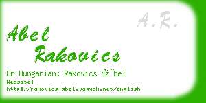 abel rakovics business card